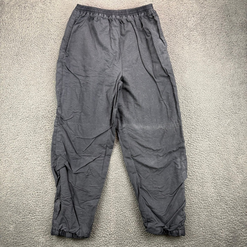 Honors Mens‎ Vintage 90s Black Elastic Waist Jogger Track Pants Lined Shell L